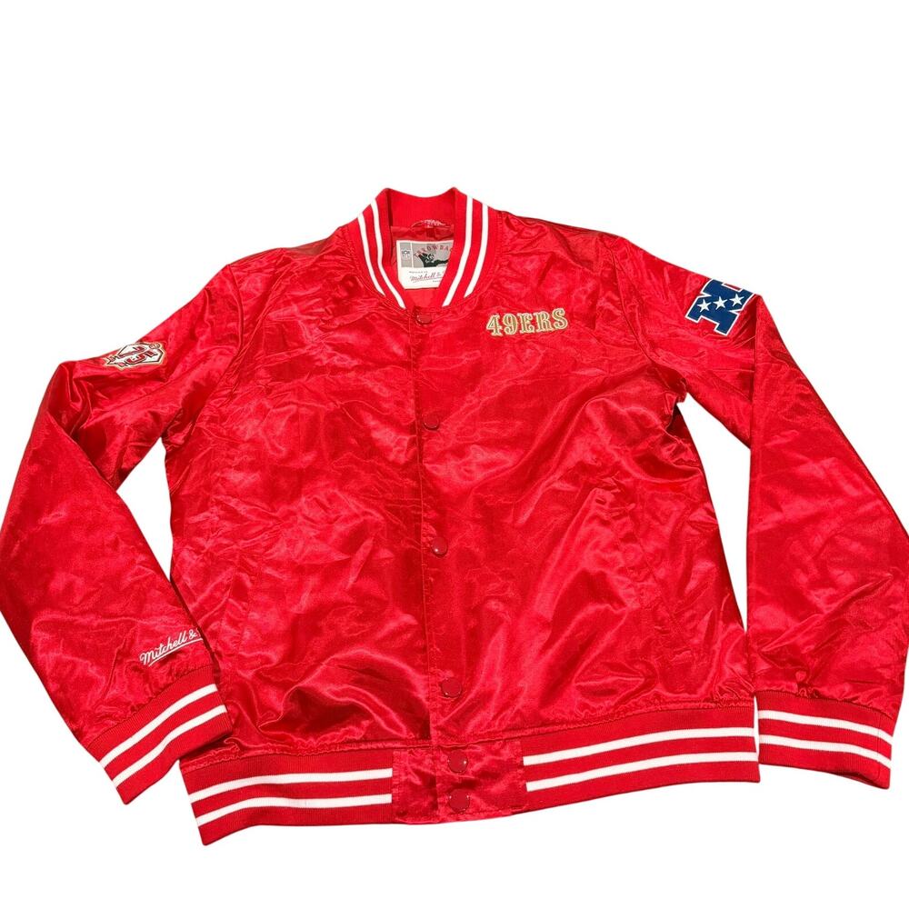 Mitchell & Ness Red Satin Bomber Women's Large